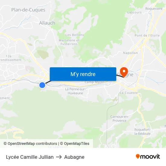 Lycée Camille Jullian to Aubagne map