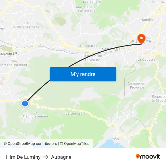 Hlm De Luminy to Aubagne map