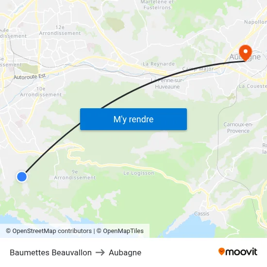 Baumettes Beauvallon to Aubagne map