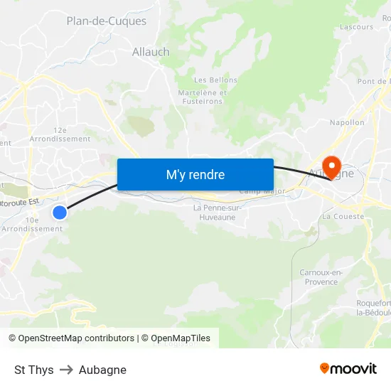 St Thys to Aubagne map