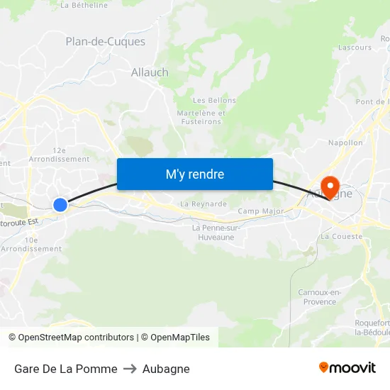 Gare De La Pomme to Aubagne map