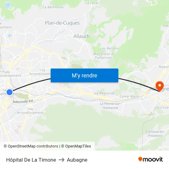 Hôpital De La Timone to Aubagne map