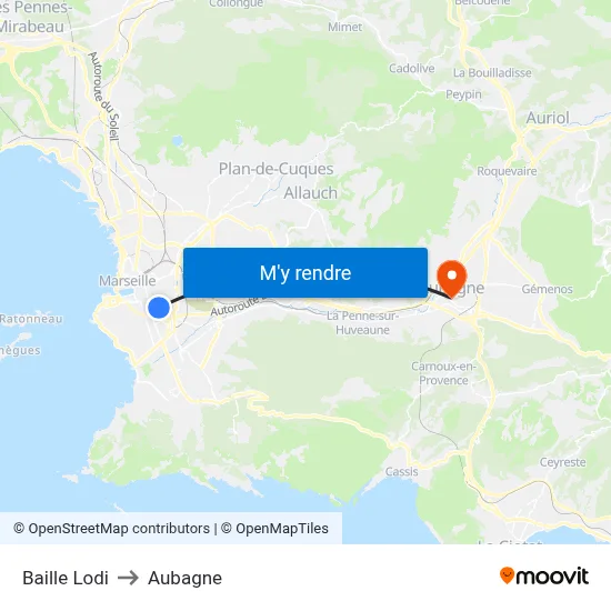 Baille Lodi to Aubagne map