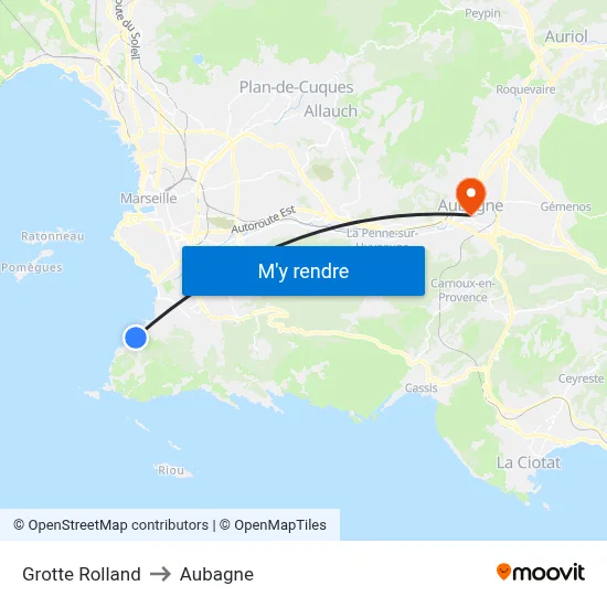 Grotte Rolland to Aubagne map