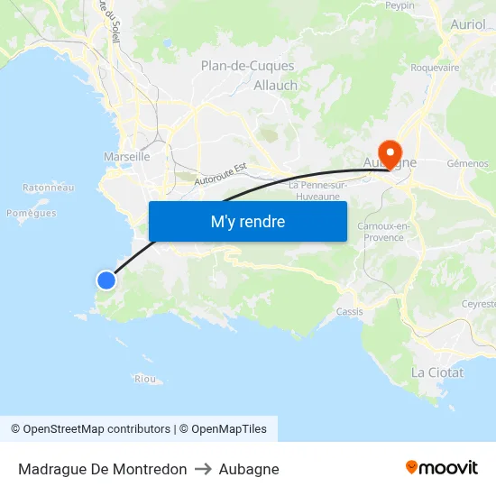 Madrague De Montredon to Aubagne map