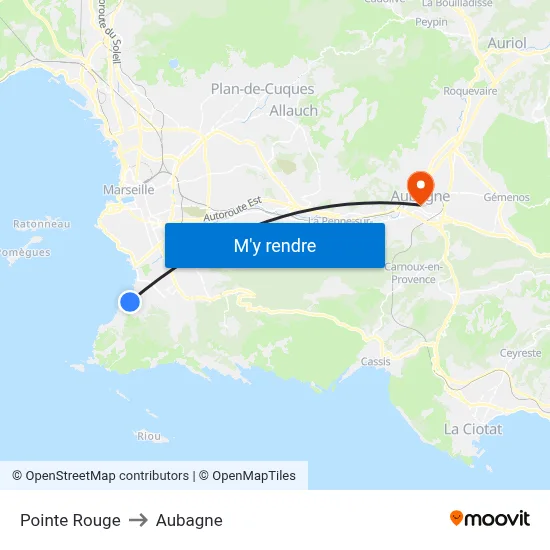 Pointe Rouge to Aubagne map