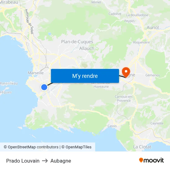 Prado Louvain to Aubagne map