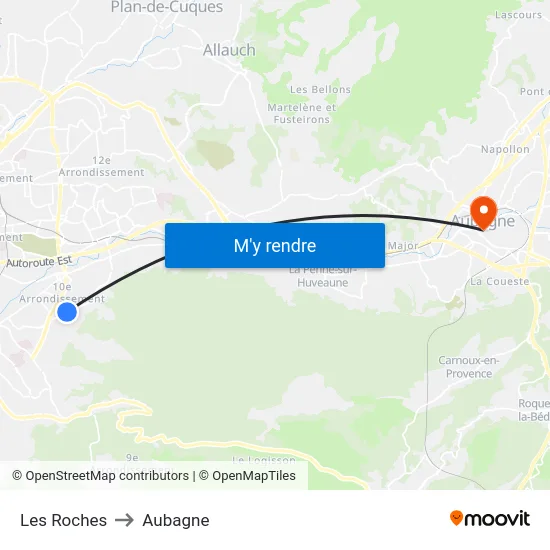 Les Roches to Aubagne map