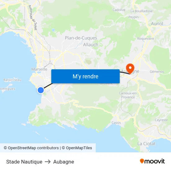 Stade Nautique to Aubagne map