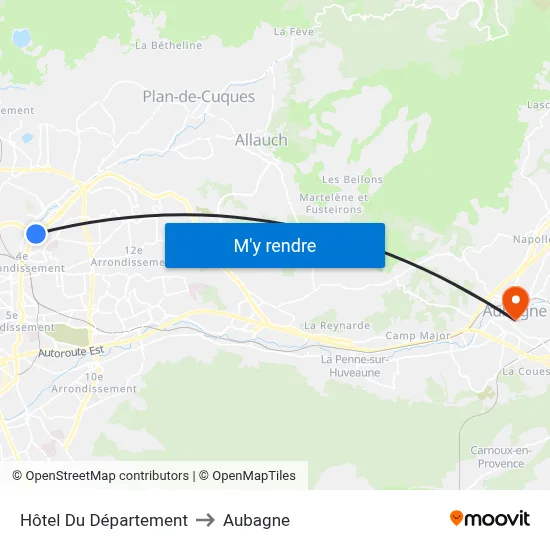 Hôtel Du Département to Aubagne map