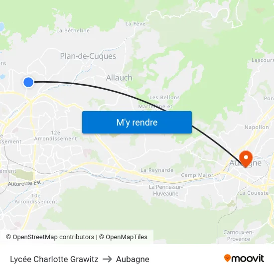 Lycée Charlotte Grawitz to Aubagne map