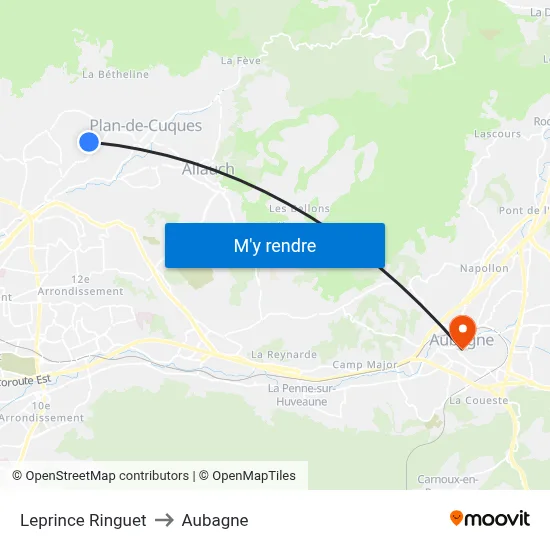 Leprince Ringuet to Aubagne map
