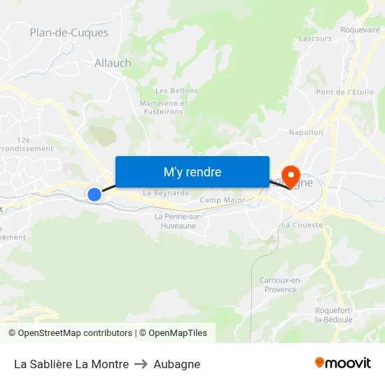 La Sablière La Montre to Aubagne map