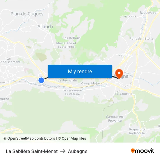 La Sablière Saint-Menet to Aubagne map