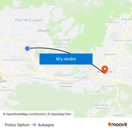 Poilus Siphon to Aubagne map