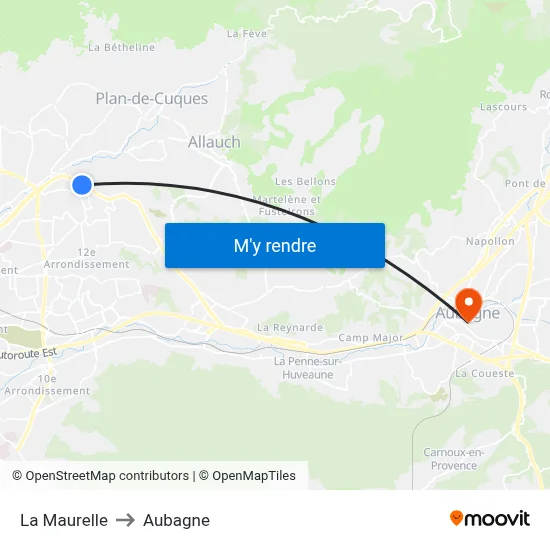 La Maurelle to Aubagne map
