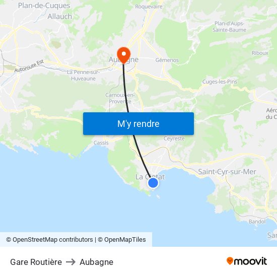 Gare Routière to Aubagne map