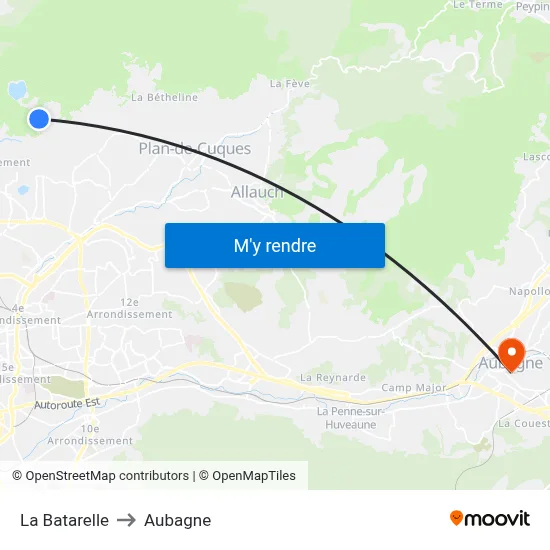 La Batarelle to Aubagne map