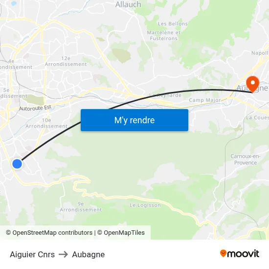 Aiguier Cnrs to Aubagne map
