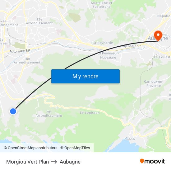 Morgiou Vert Plan to Aubagne map