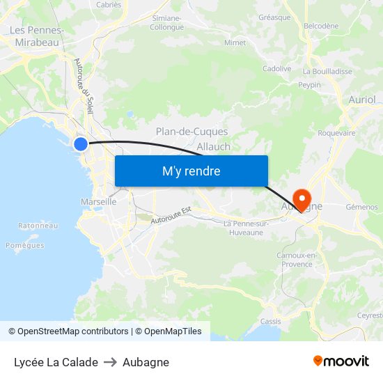 Lycée La Calade to Aubagne map