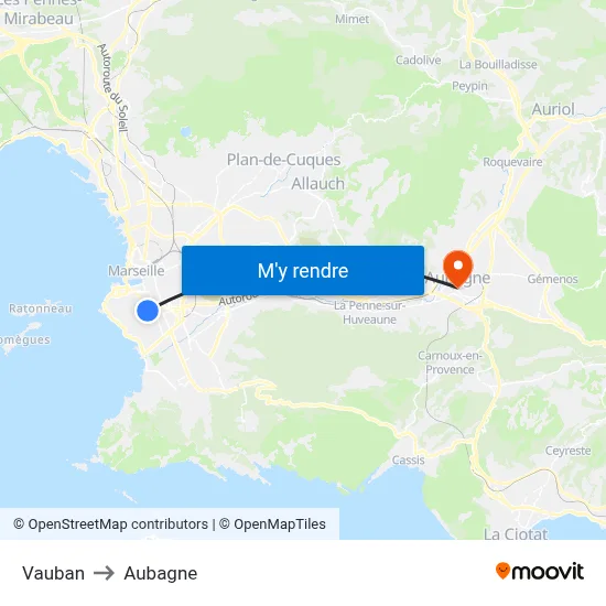 Vauban to Aubagne map