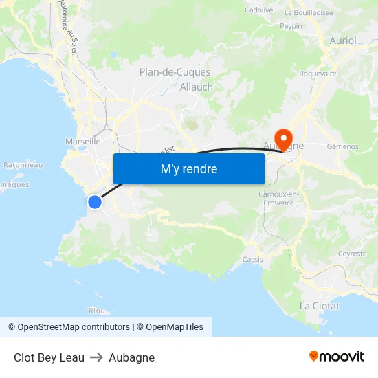 Clot Bey Leau to Aubagne map