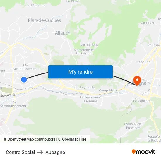 Centre Social to Aubagne map