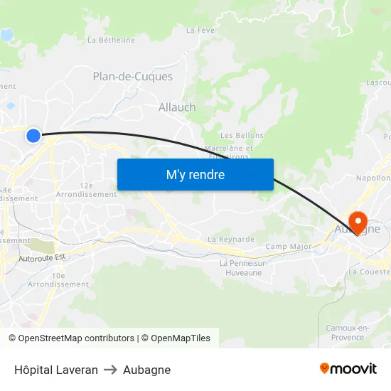 Hôpital Laveran to Aubagne map