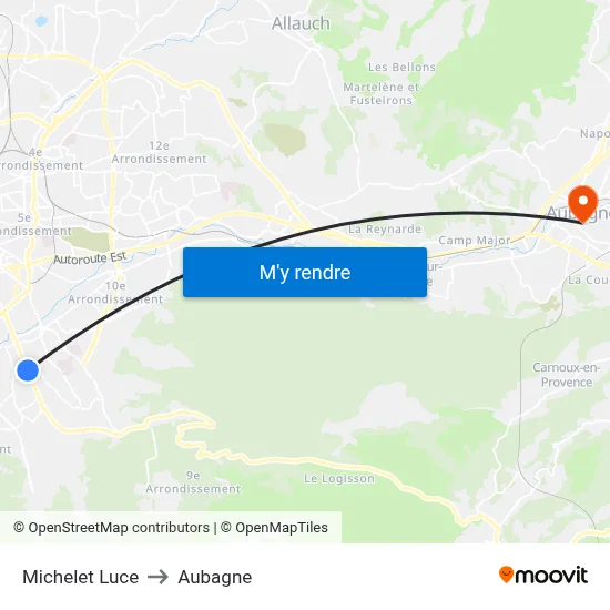Michelet Luce to Aubagne map