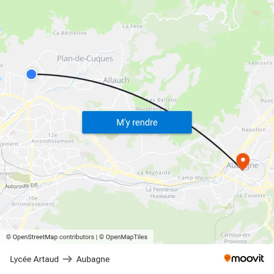 Lycée Artaud to Aubagne map
