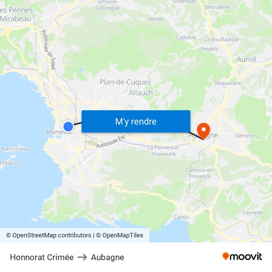 Honnorat Crimée to Aubagne map
