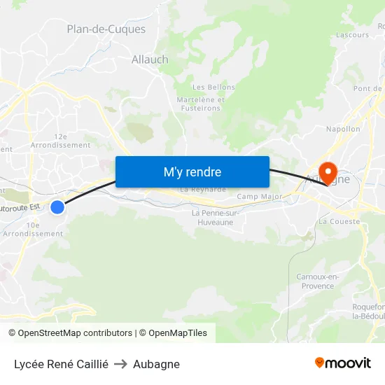 Lycée René Caillié to Aubagne map