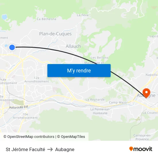 St Jérôme Faculté to Aubagne map
