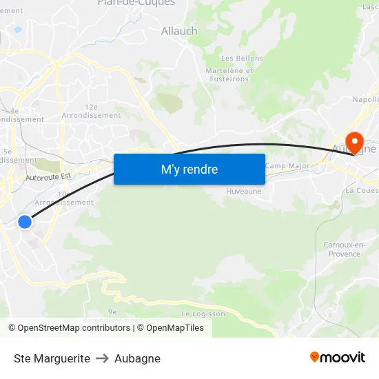 Ste Marguerite to Aubagne map