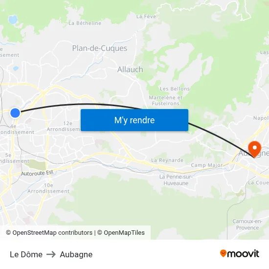 Le Dôme to Aubagne map