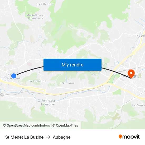 St Menet La Buzine to Aubagne map