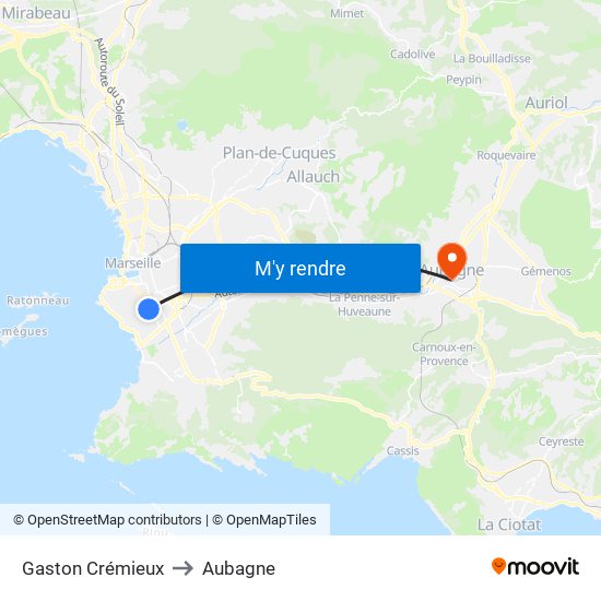 Gaston Crémieux to Aubagne map