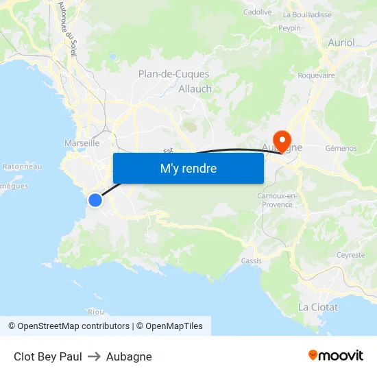 Clot Bey Paul to Aubagne map