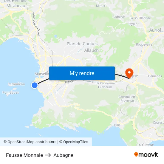 Fausse Monnaie to Aubagne map