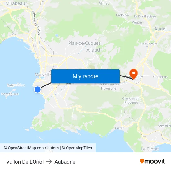 Vallon De L'Oriol to Aubagne map