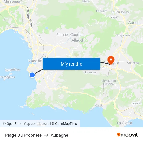 Plage Du Prophète to Aubagne map