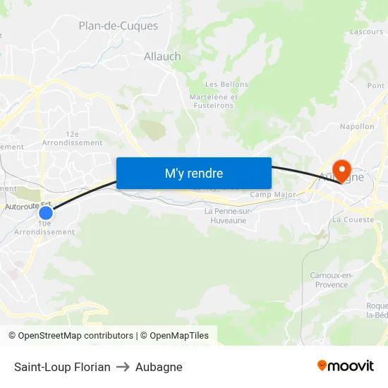 Saint-Loup Florian to Aubagne map