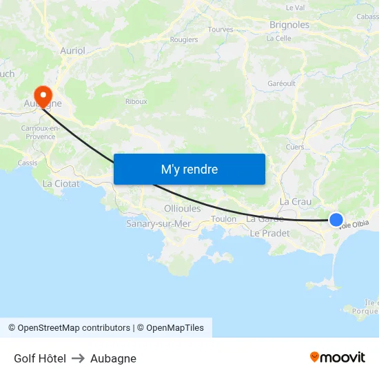 Golf Hôtel to Aubagne map