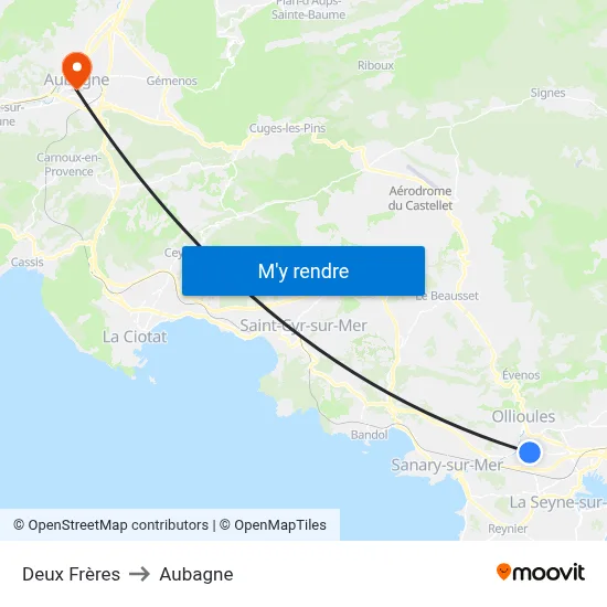 Deux Frères to Aubagne map