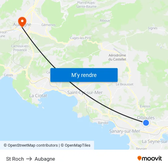 St Roch to Aubagne map