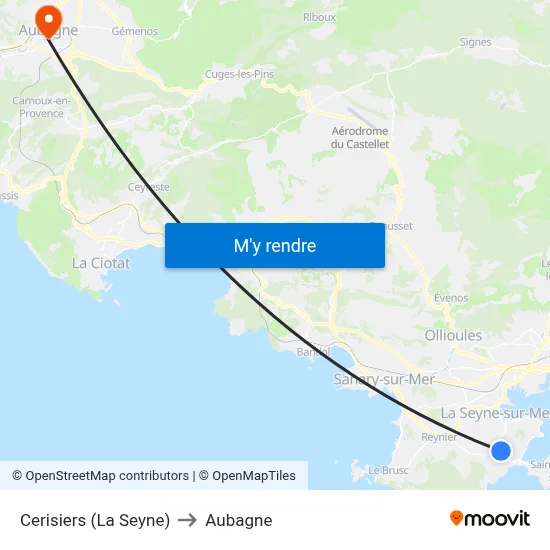 Cerisiers (La Seyne) to Aubagne map