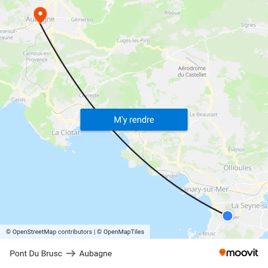 Pont Du Brusc to Aubagne map