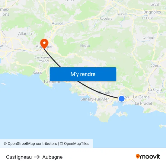 Castigneau to Aubagne map