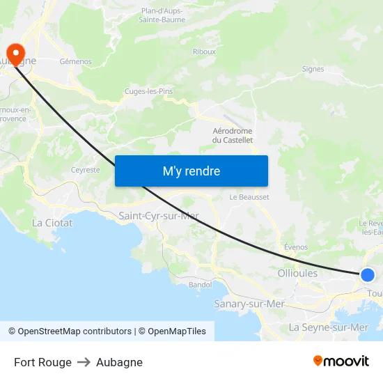Fort Rouge to Aubagne map